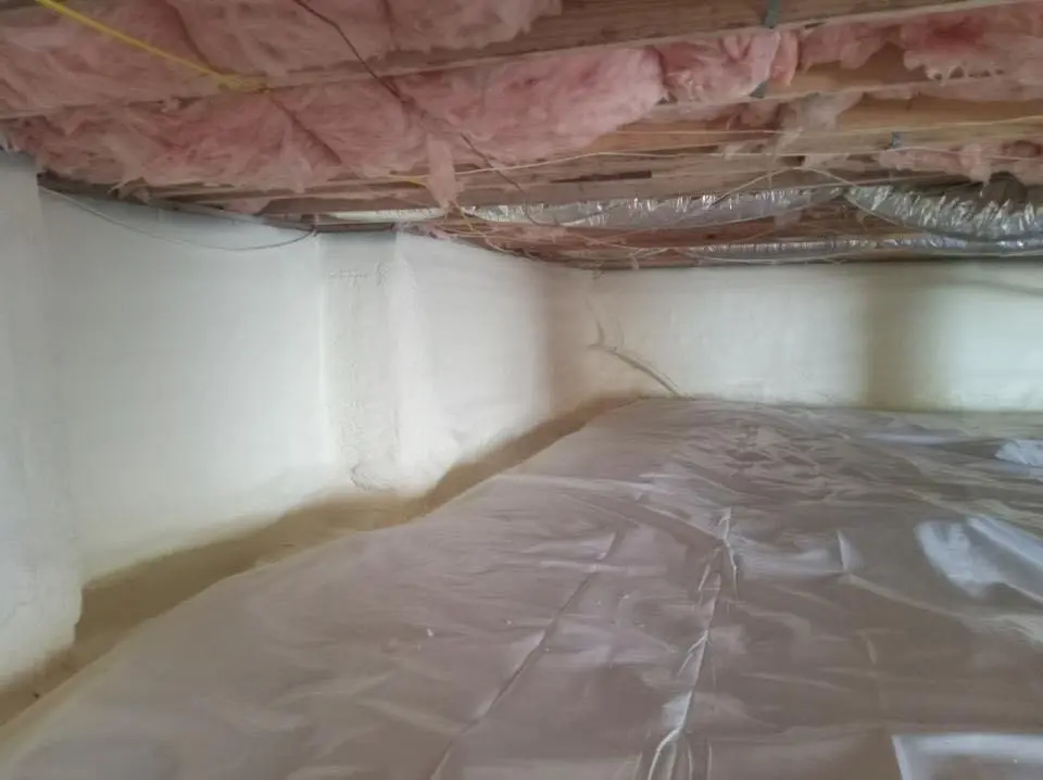 Crawl space encapsulation with closed-cell spray foam for Roof Waterproofing in Livingston